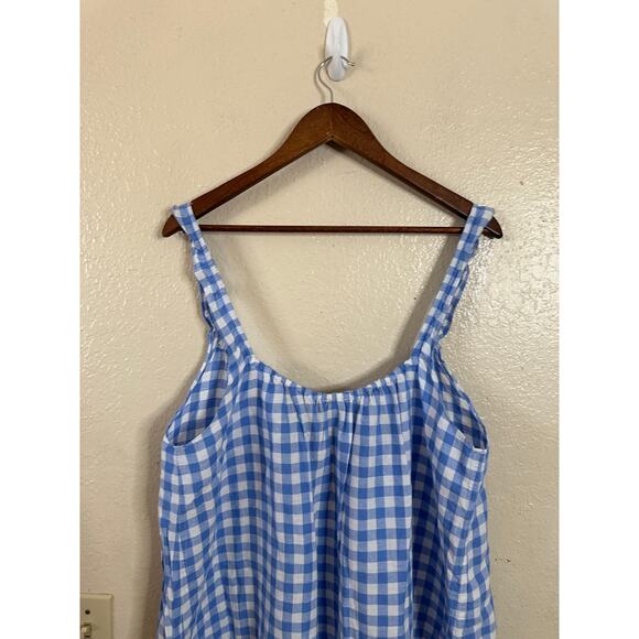 J.Crew Ruffle-Strap Dress in Gingham Linen Cotton Blend Womans Large - Picture 9 of 11